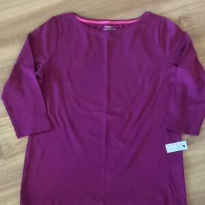 Talbots Women's Long Sleeve Crewneck Top - Plum